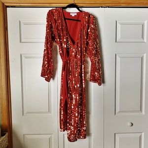 Lost Ink Sequin Wrap Dress